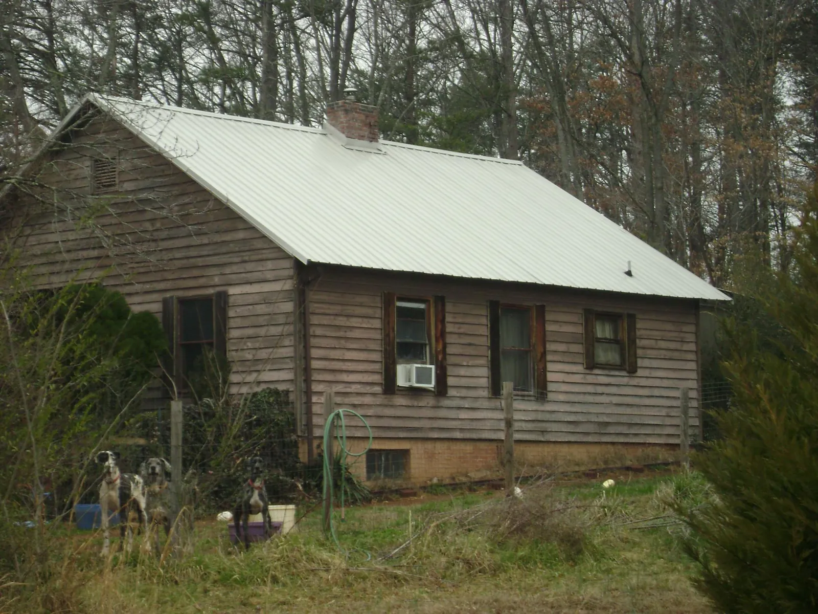 White metal roof on an old wood sided farmhouse, from a Metal Roof Installation job in Dodge Center
